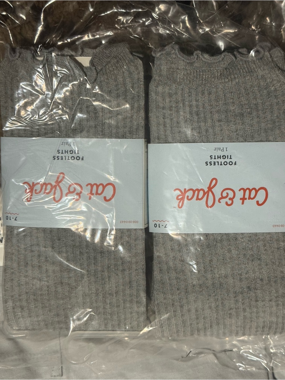 Cat & Jack Light Gray Ribbed Tights - 2 Pack